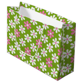 PINK GREEN WHITE DAISY BLUME GROßE GESCHENKTÜTE