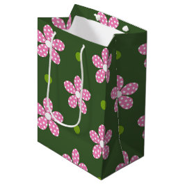 PINK GREEN WHITE DAISY BLUME MITTLERE GESCHENKTÜTE