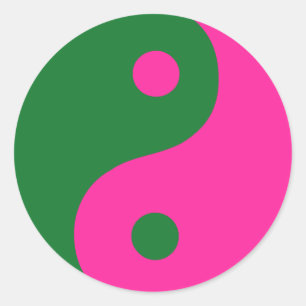 Pink & Green Yin Yang Symbol Runder Aufkleber