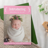 Pink Greenery Einführung in das neue Baby Girl Fot