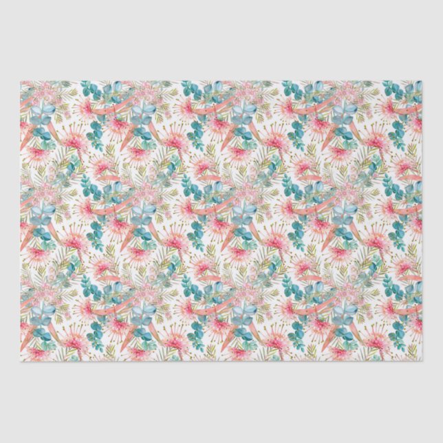 Pink Grevillea und Eukalyptus Seidenpapier (Vorderseite)