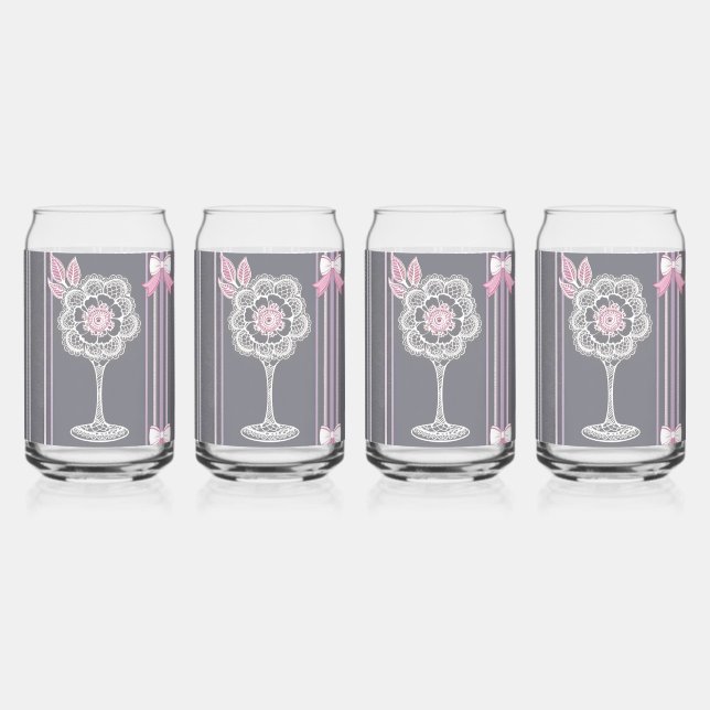 Pink & Grey AI-Kunst  Dosenglas (Vorderseite)