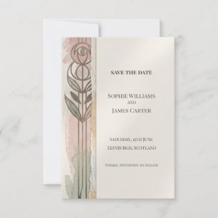 Pink Grey Art Nouveau Heiratsankündigung Save The Date