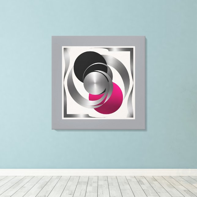 Pink Grey Black Circle Abstract  Leinwanddruck (Insitu (Holzboden))