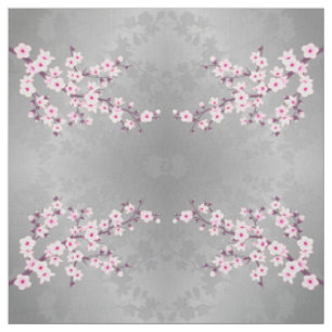 Pink Grey Cherry Blossoms Muster Stoff