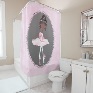 Pink & Grey Couture Ballerina Dunkles Ethnisches C Duschvorhang
