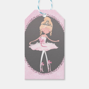 Pink & Grey Couture Ballerina-Geburtstagsfeier Geschenkanhänger