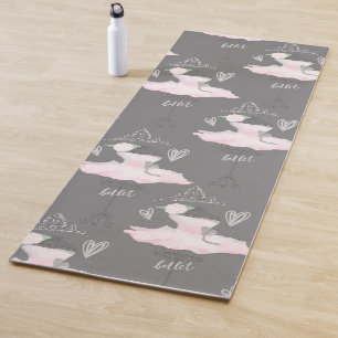 Pink & Grey Couture Ballerina Mädchen Chic Mode Yogamatte