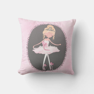 Pink & Grey Couture Ballerina Mädchen-Schlafzimmer Kissen