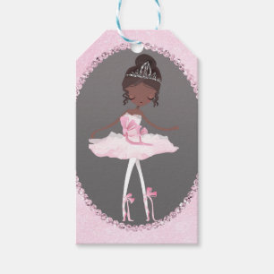Pink & Grey Couture Dunkle Ballerina-Geburtstagsfe Geschenkanhänger