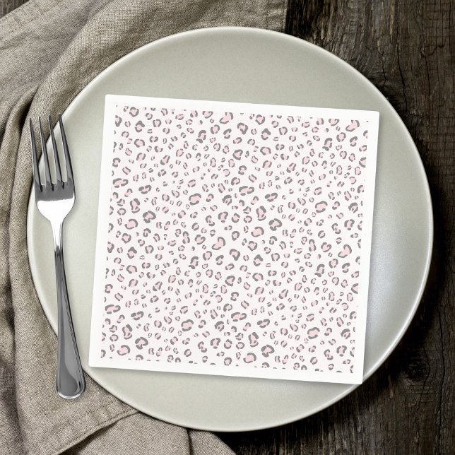 Pink Grey Leopard Muster Serviette (Von Creator hochgeladen)
