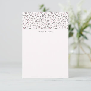 Pink Grey Leopard personalisiert Mitteilungskarte