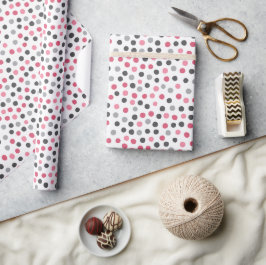 Pink Grey Pattern Polka Dots Wrapping Paper Geschenkpapier