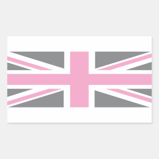 Pink Grey Union Jack British (UK) Flag Rechteckiger Aufkleber
