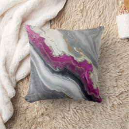 Pink, Grey White Stone Marble Printed  Kissen