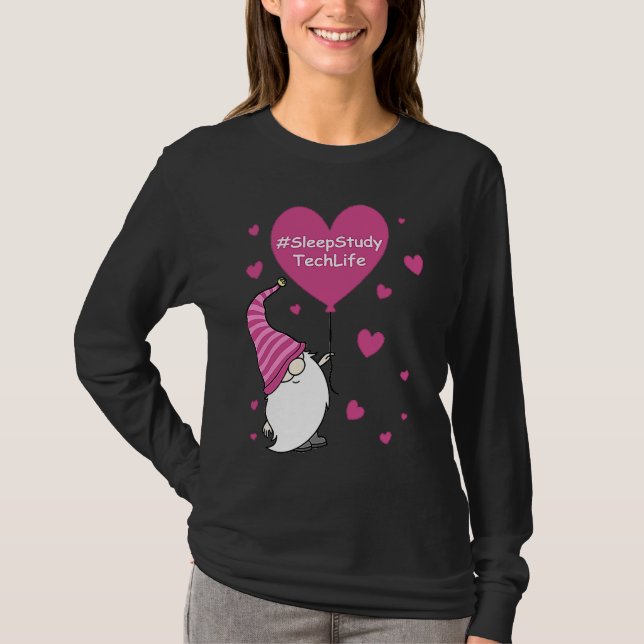 Pink Grome Heart Sleep Study Tech Life Balloon Val T-Shirt (Vorderseite)