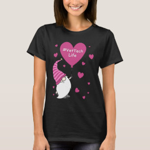 Pink Grome Heart Vet Tech Life Ballon Valentine T-Shirt