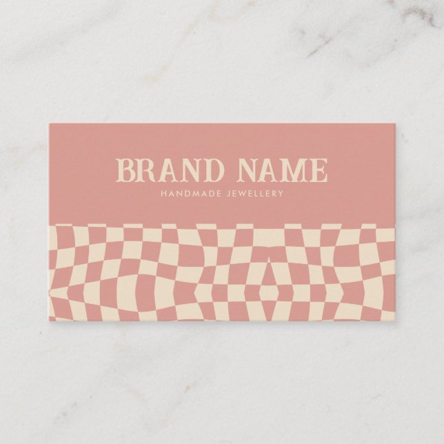 Pink Groovy Checkerboard Retro Bold Fun Visitenkarte (Vorderseite)