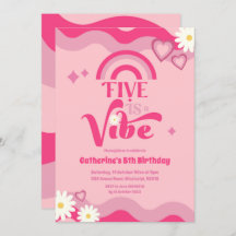 Pink Groovy Five ist Vibe Birthday Einladung