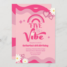 Pink Groovy Five ist Vibe Birthday Einladung