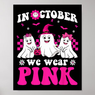 Pink Groovy Ghost Halloween Brustkrebs Auswarenes Poster