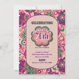 Pink Groovy Psychedelic 60er 70er Floral Birthday Einladung