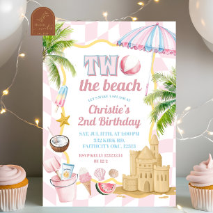 Pink Groovy Zwei der Beach 2. Geburtstag Party Einladung