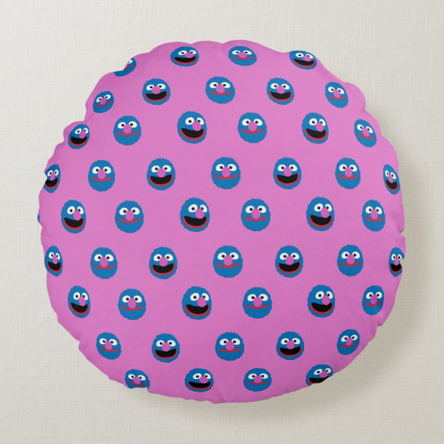 Pink Grover Face Pattern Rundes Kissen (Vorderseite)