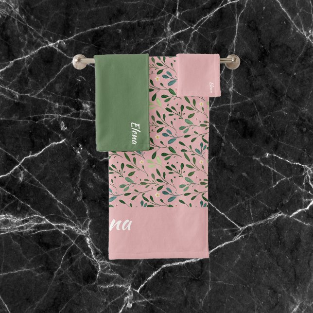 Pink-grün-farbenes Muster Badhandtuch Set (Von Creator hochgeladen)
