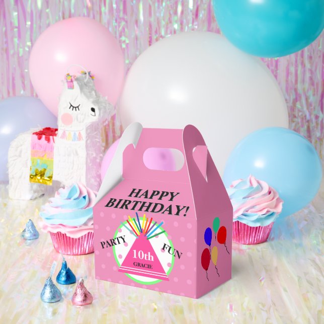 Pink-grüne geometrische Polka Dots Party-Hut Geschenkschachtel (Party)