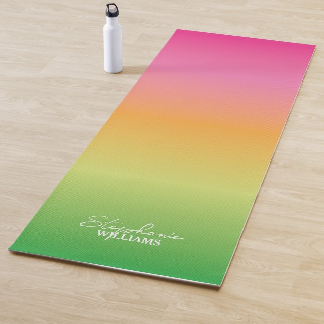 Pink-grüne Gradient Yoga Mat mit Individuelle Name Yogamatte (Beispiel)
