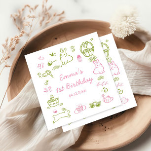Pink-Grüne Ostern 1. Geburtstagsfeier Serviette