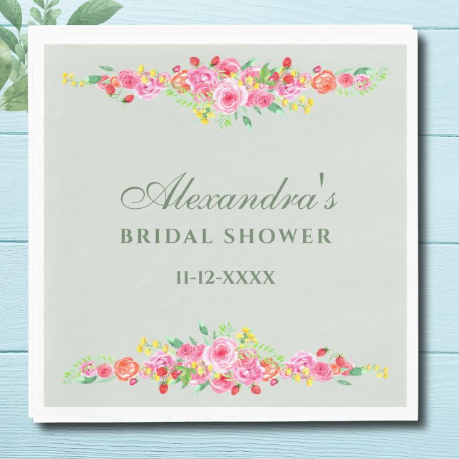 Pink-grünes Brautparty der Blumenzunge Serviette (Von Creator hochgeladen)