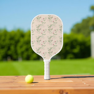 Pink-grünes Retro-Y2K-70er-Jahre-Blumenmuster Pickleball Schläger