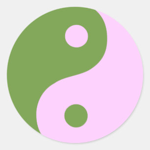 Pink & Grünes Yin Yang Symbol Runder Aufkleber