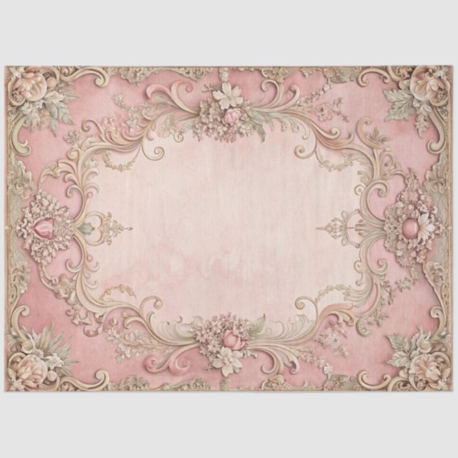 Pink Grunge Antique Frame Decoupage Seidenpapier (Vorderseite)