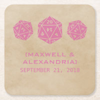 Pink Grunge D20 Dice Gamer Paper Untersetzer