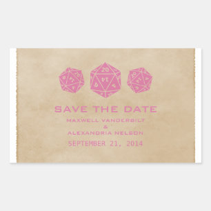 Pink Grunge D20 Würfel Gamer Save-the-Date-Aufkleb Rechteckiger Aufkleber