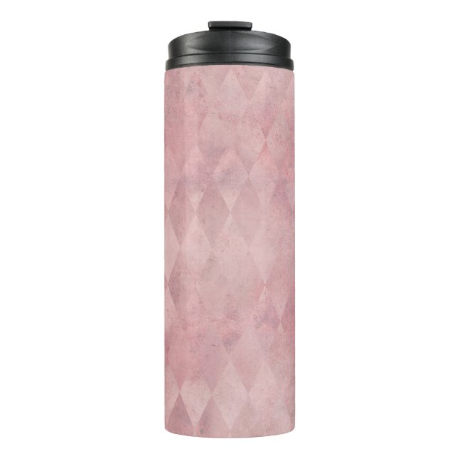 Pink Grunge Harlequin Pattern Thermosbecher (Vorderseite)