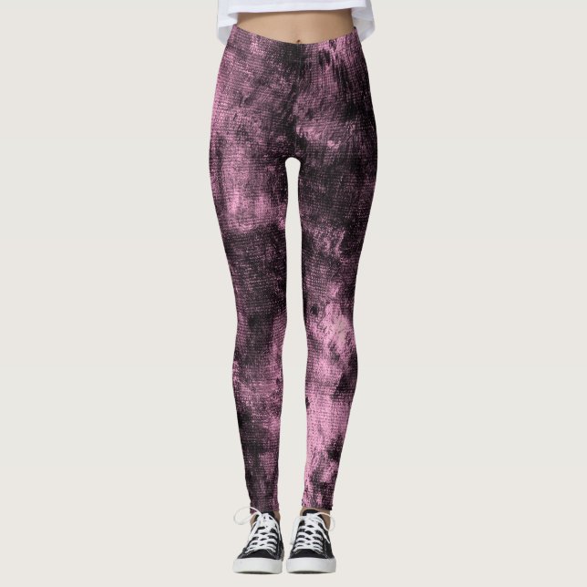 Pink Grunge Textured Spandex Leggings (Vorderseite)