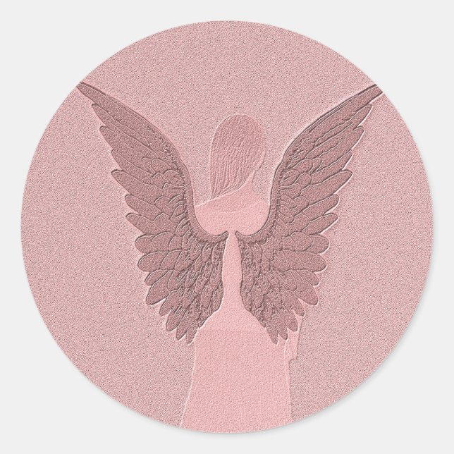 Pink Guardian Angel Runder Aufkleber (Vorderseite)