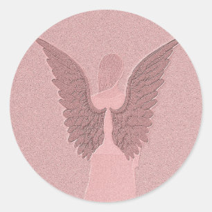 Pink Guardian Angel Runder Aufkleber