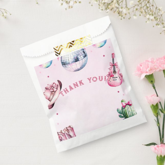 Pink Guitar Cowboy Party Cactus Birthday Geschenktütchen (Versiegelt)