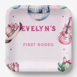 Pink Guitar Cowboy Party Cactus Birthday Pappteller