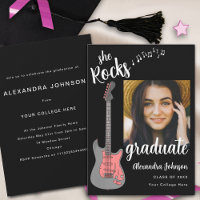 Pink Guitar Grad Foto Weißes Script Grad Party
