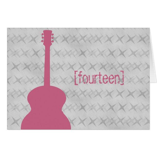 Pink Guitar Grunge Tischnummer Card (Vorderseite (Horizontal))