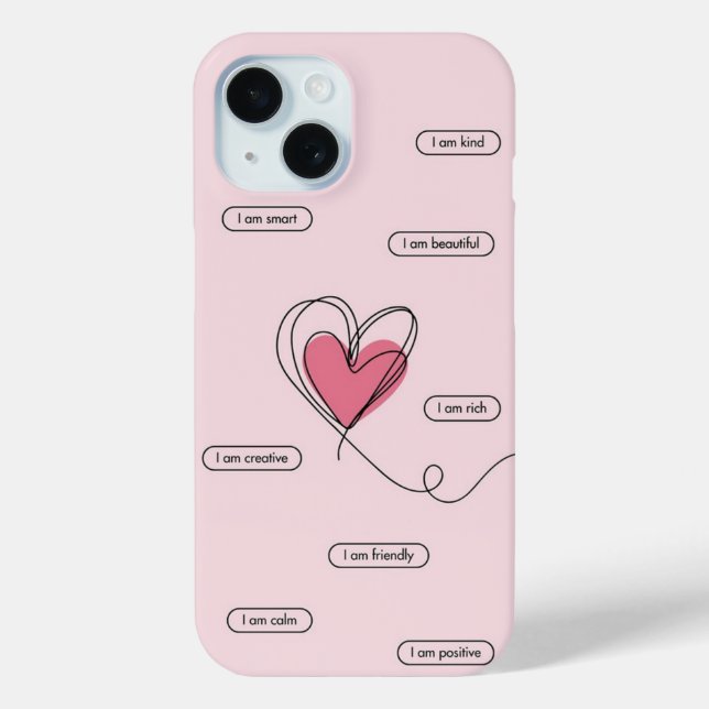 Pink gürtelpositive vibe Zitate Herz niedlich Case-Mate iPhone Hülle (Rückseite)