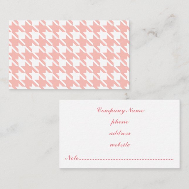 Pink Hahnentrittmuster Business Card Visitenkarte (Vorne/Hinten)