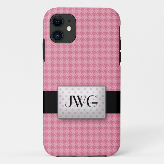 Pink Hahnentrittmuster Monogram iPhone 5 Fall Case-Mate iPhone Hülle (Rückseite)