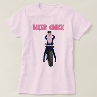 Pink Hair Biker Chick Motorrad T - Shirt